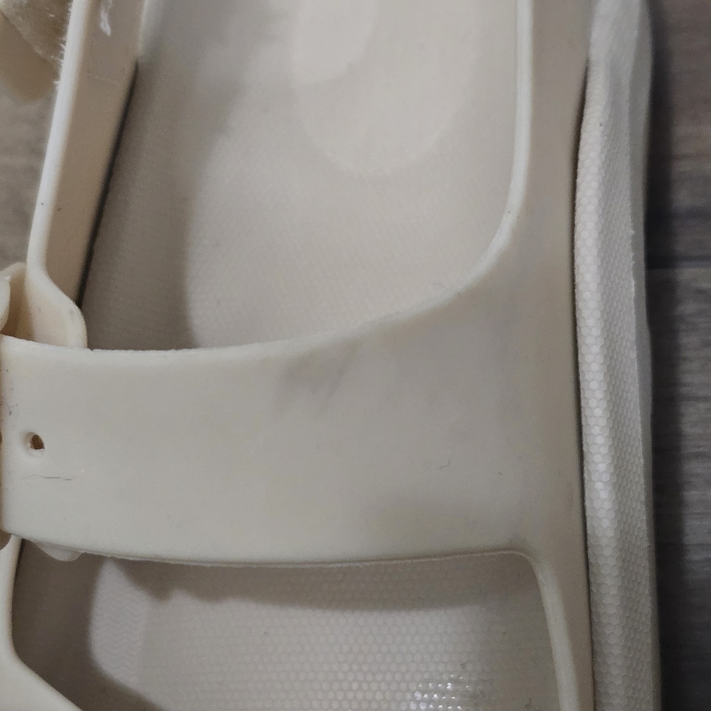 Cream Chunky Platform Sandals - Double Buckle Comfort Slides - Sz 3 - Picture 2 of 8